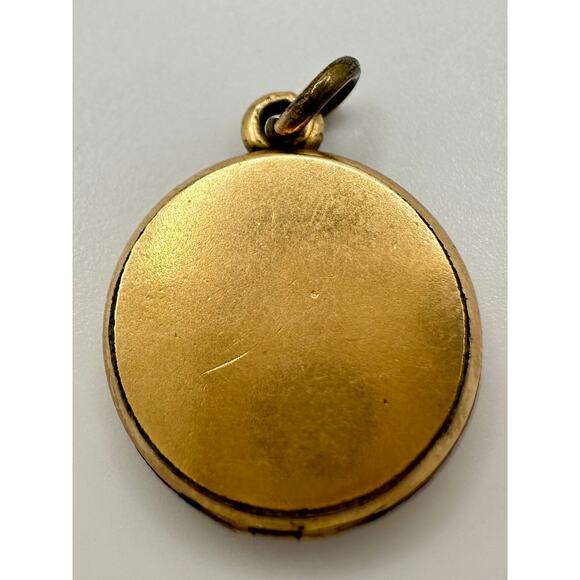 W&H Co antique Victorian gold filled Fleur de Lis rhinestone dainty round locket - Picture 5 of 9